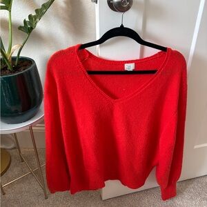 a new day Women's Bright Red V-Neck Sweater